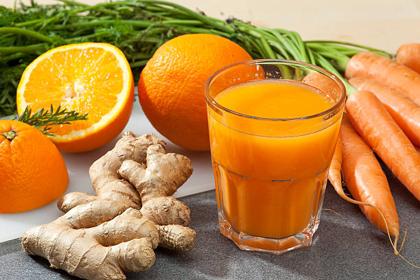 Suco de laranja, cenoura e gengibre