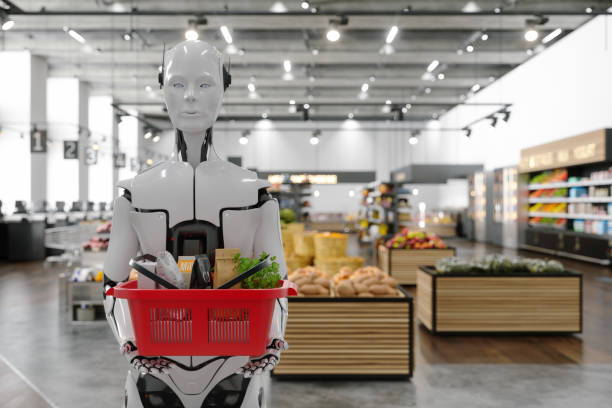 Conceito de comidas futuristas e cozinha em 2050